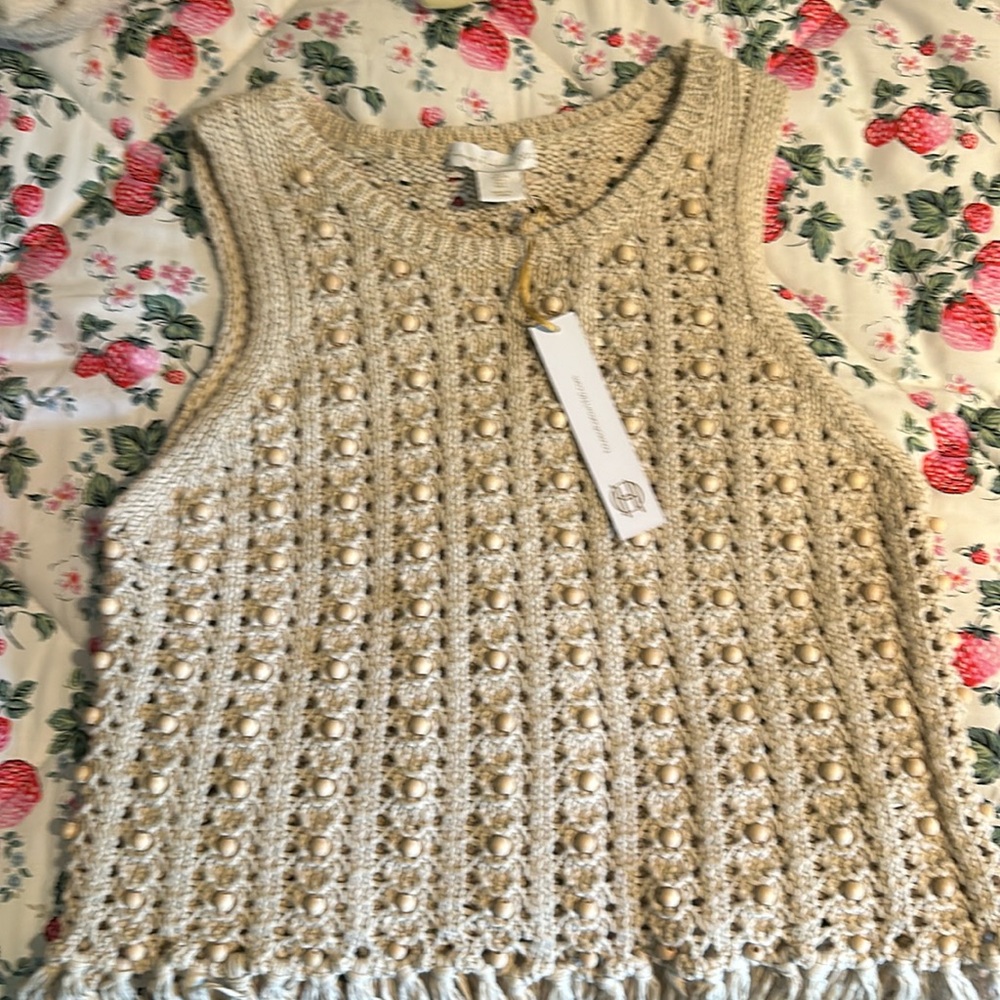 House of Harlow.  Beaded fringe top